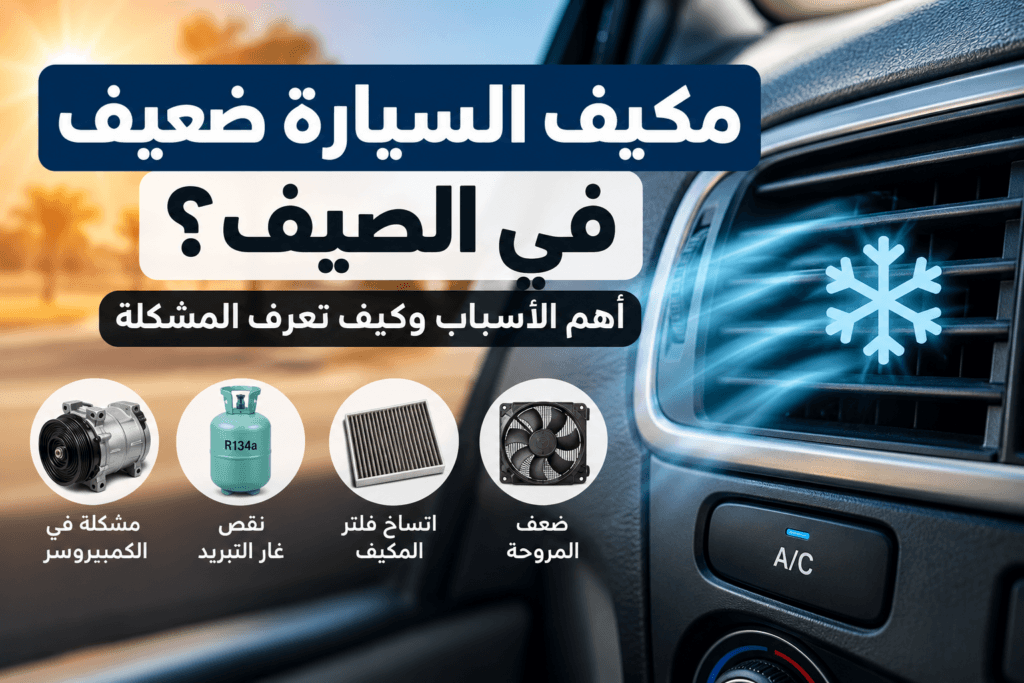 ضعف مكيف السيارة في الصيف وأسباب ضعف التبريد