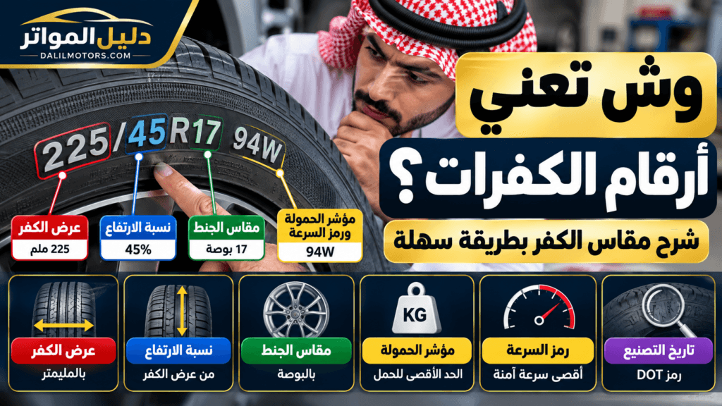 شرح أرقام الكفرات ومقاس الإطار
